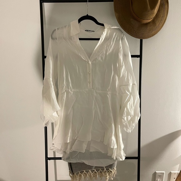 Alice + Olivia Priscilla white button down mini dress size 2 - Picture 5 of 9